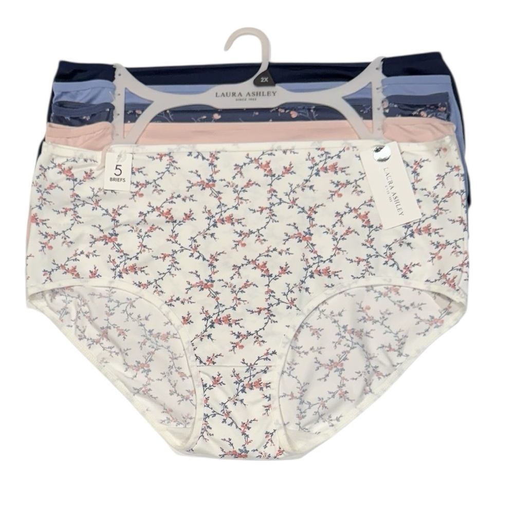 LAURA ASHLEY 5 Pack Floral Soft Comfy Stretch Briefs Panties NWT 2X